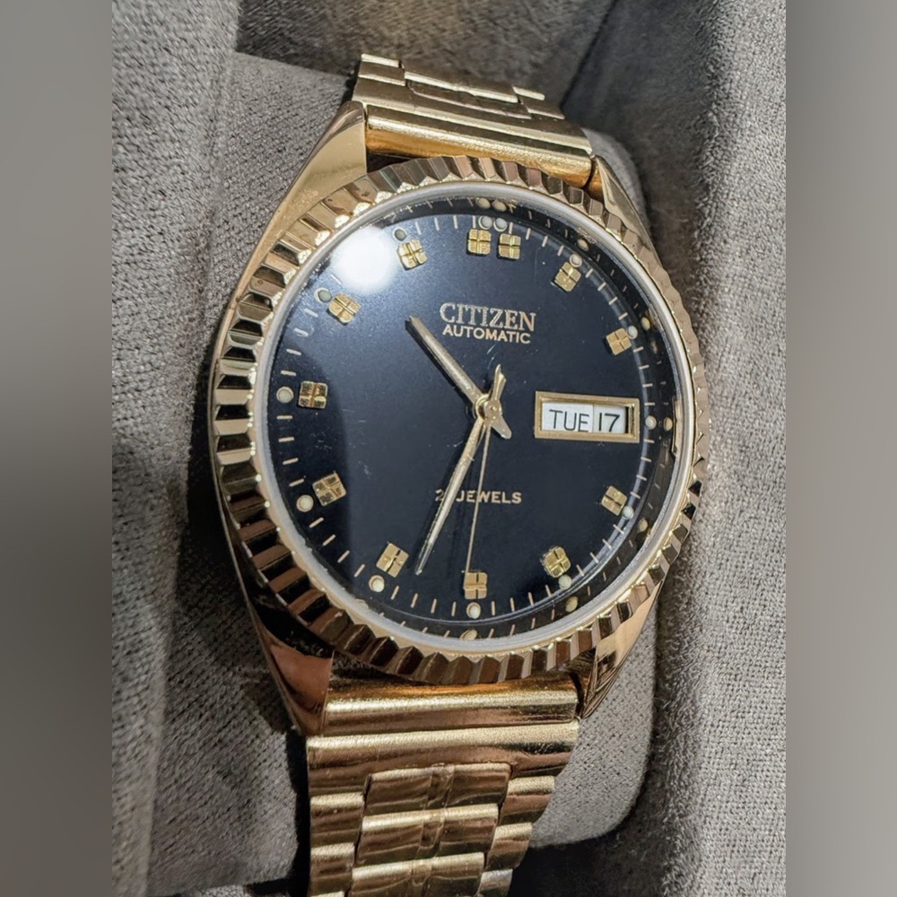 Citizen 4-281080 KT Automatic Watch GN-4W-S Gold Face 21 Jewel VINTAGE NOS 36mm